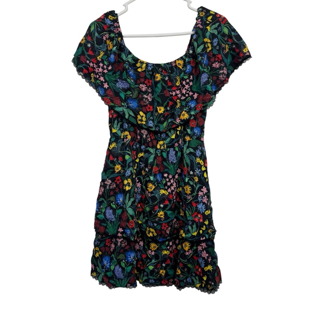 Alice + Olivia Tylie Tiered Novelty Floral Print Tiered Ruffle Strapless Dress - Picture 2 of 8